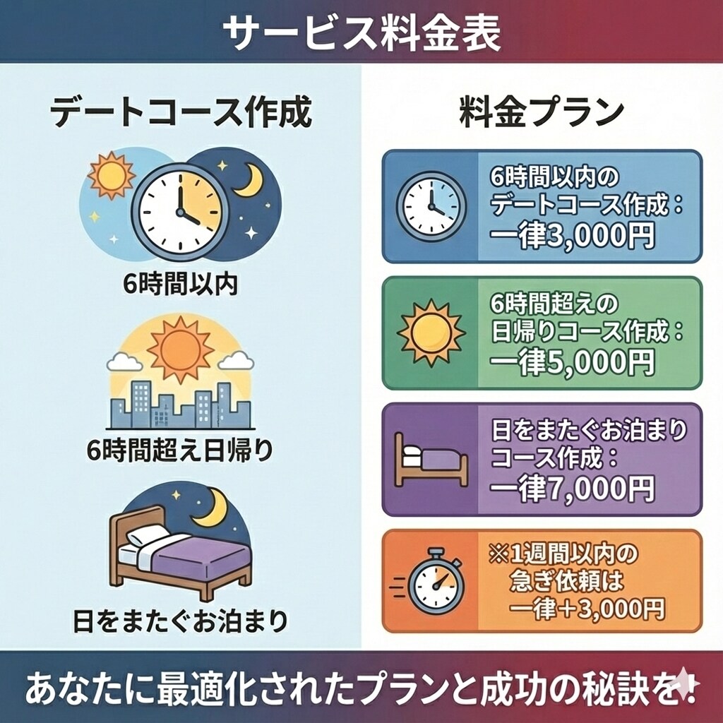最短3日！あなただけの完璧デートプラン作成します デート考えなきゃ。でも面倒・・という方へ イメージ3