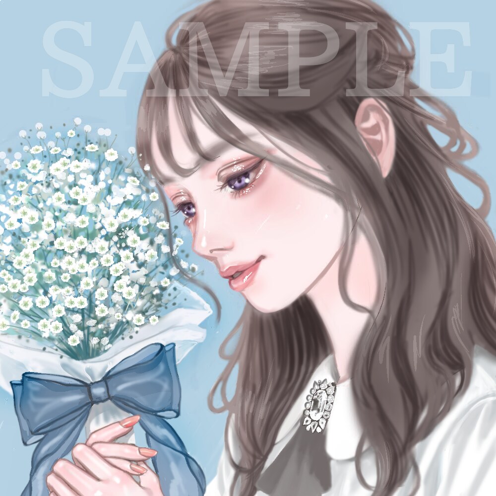 キラッとした質感や透明感のある人物の絵を描きます SNSアイコンや配信用のイラスト等にも！ イメージ1