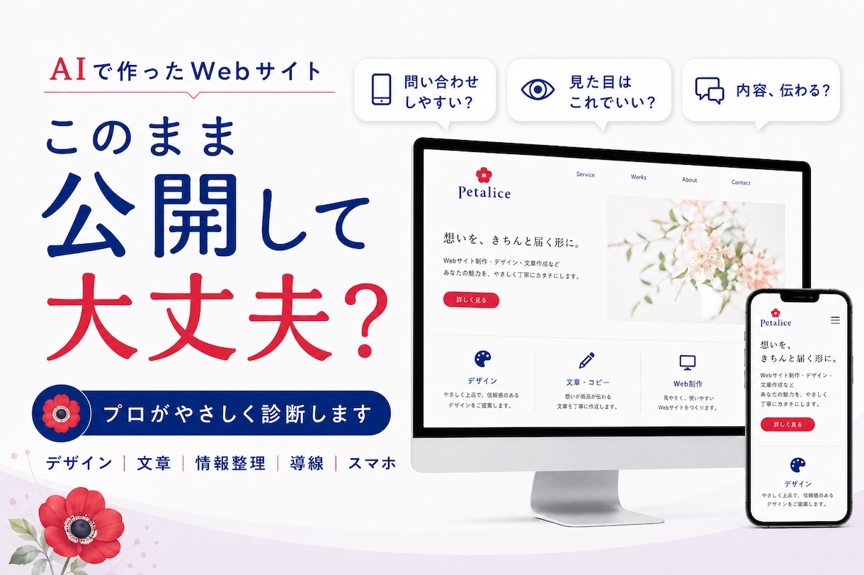 AIで作ったWebサイトをプロが診断します 「このまま公開して大丈夫？」をプロが診断！ イメージ1