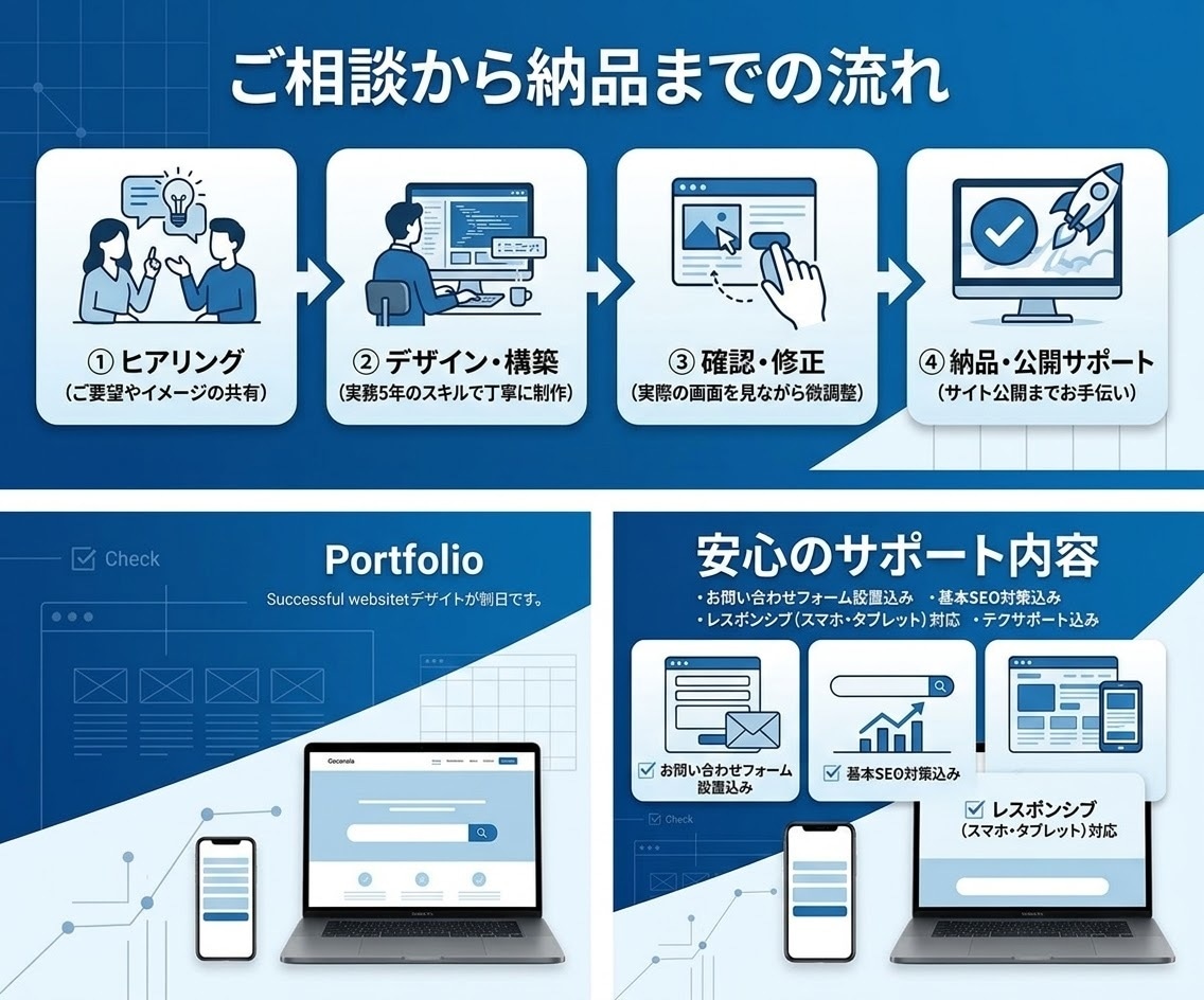 あなたの想いを形にするホームページを制作します 実務経験5年のエンジニアが丁寧に対応します イメージ2