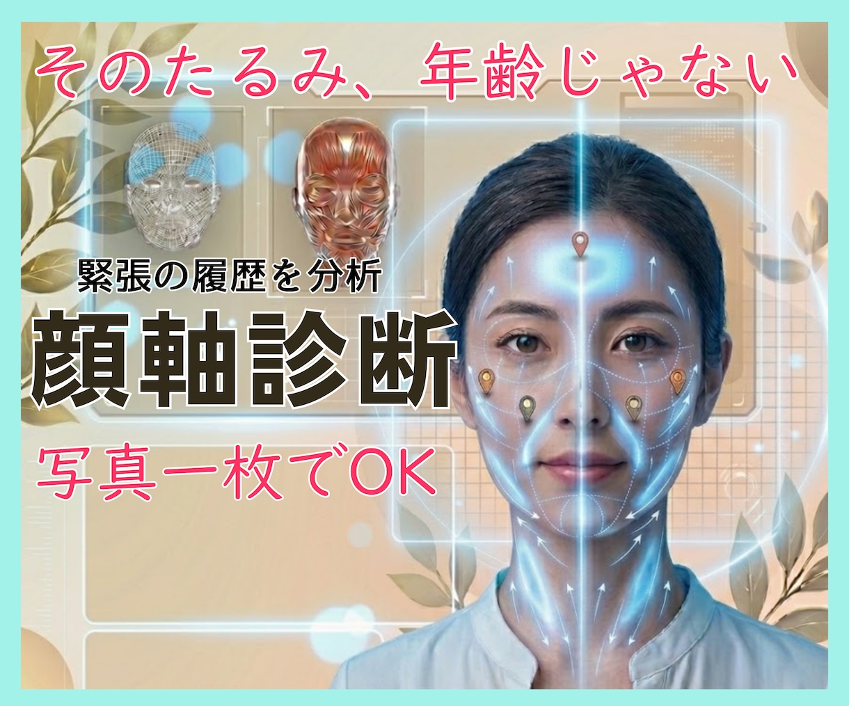 顔軸診断⭐️写真1枚で顔のたるみの原因を読みます リフトアップ前に❗️あなたの顔に刻まれた緊張の履歴を読みます イメージ10