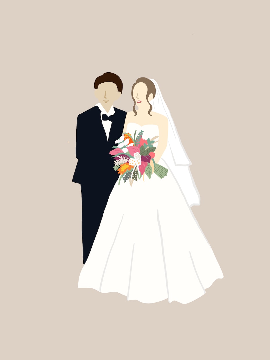 お写真を元にお洒落なフラットイラストを描きます 似顔絵やブライダル用イラスト、バナーなど、商用OK!! イメージ4