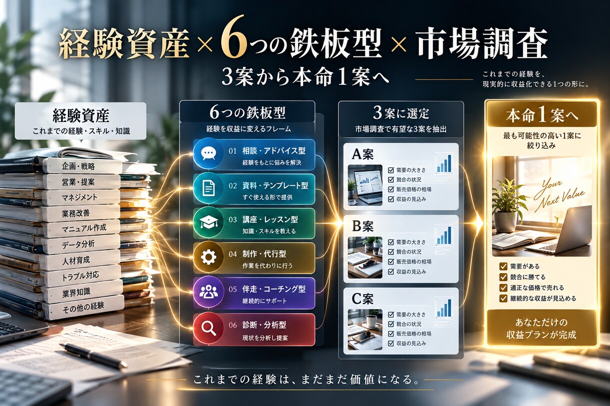 あなただから作れるオリジナルサービスを設計します 市場・競合まで調べて、売れる形まで一式設計 イメージ4