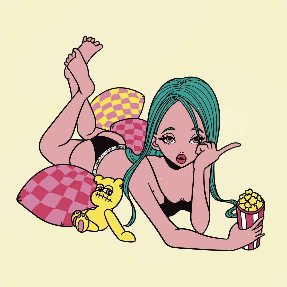 ポップでカラフル！目を引く海外風ガール描きます ちょっとストリート♡アイコンやグッズにいかがでしょうか♡ イメージ7