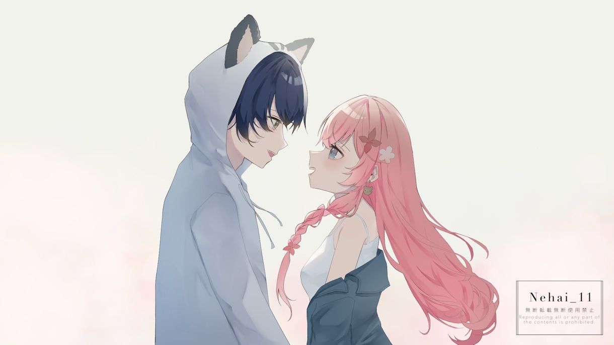 商用◎動画歌詞入れ◎MV一枚絵イラスト描きます 表情差分、背景透過素材、パーツ分けも対応可能 イメージ9