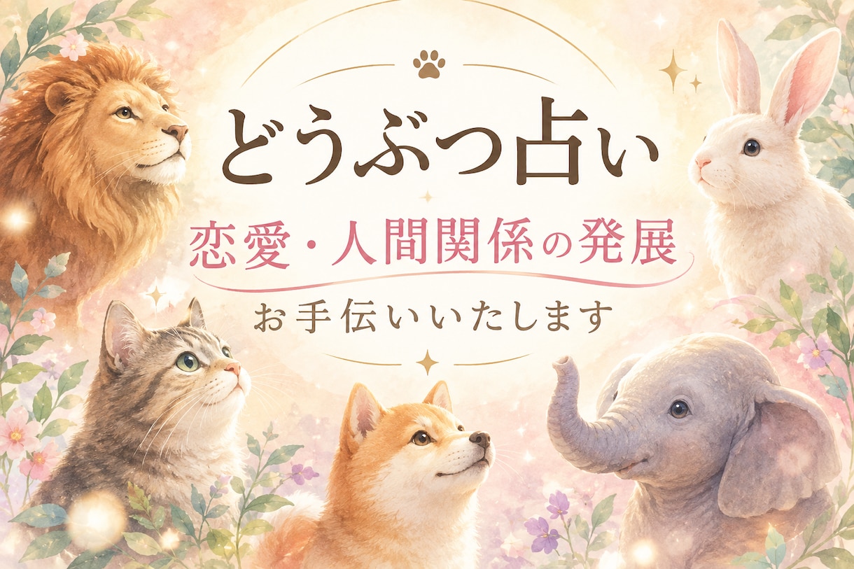 5アニマルどうぶつ占いで相手のことを深掘りします 貴方とお相手の相性や関係性の発展へ向けてお手伝い致します。 イメージ1