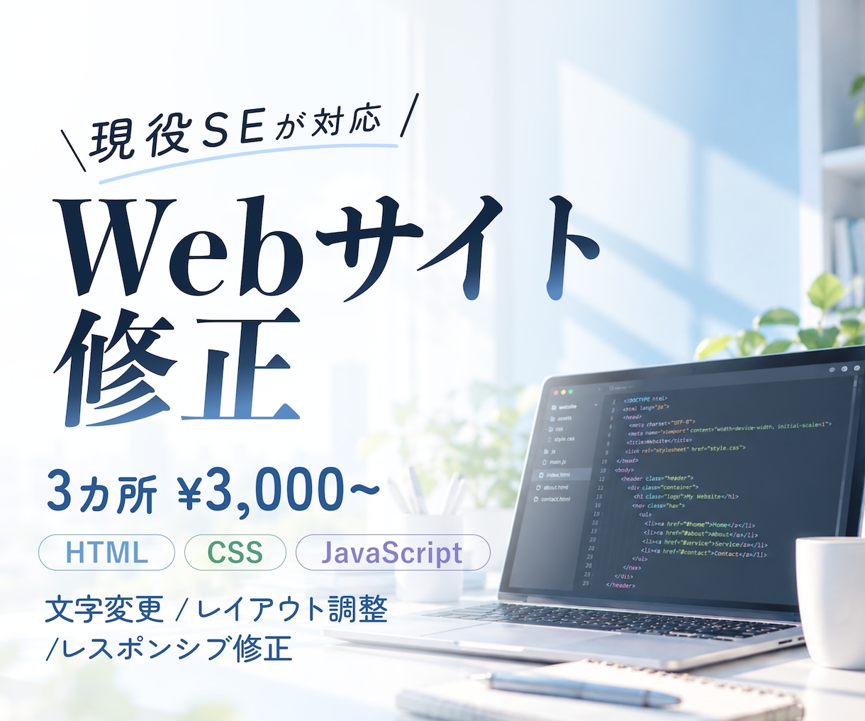 Webサイトを修正（HTML/CSS/JS）します 現役SEがWebサイトの「ここだけ直したい！」に対応します！ イメージ1