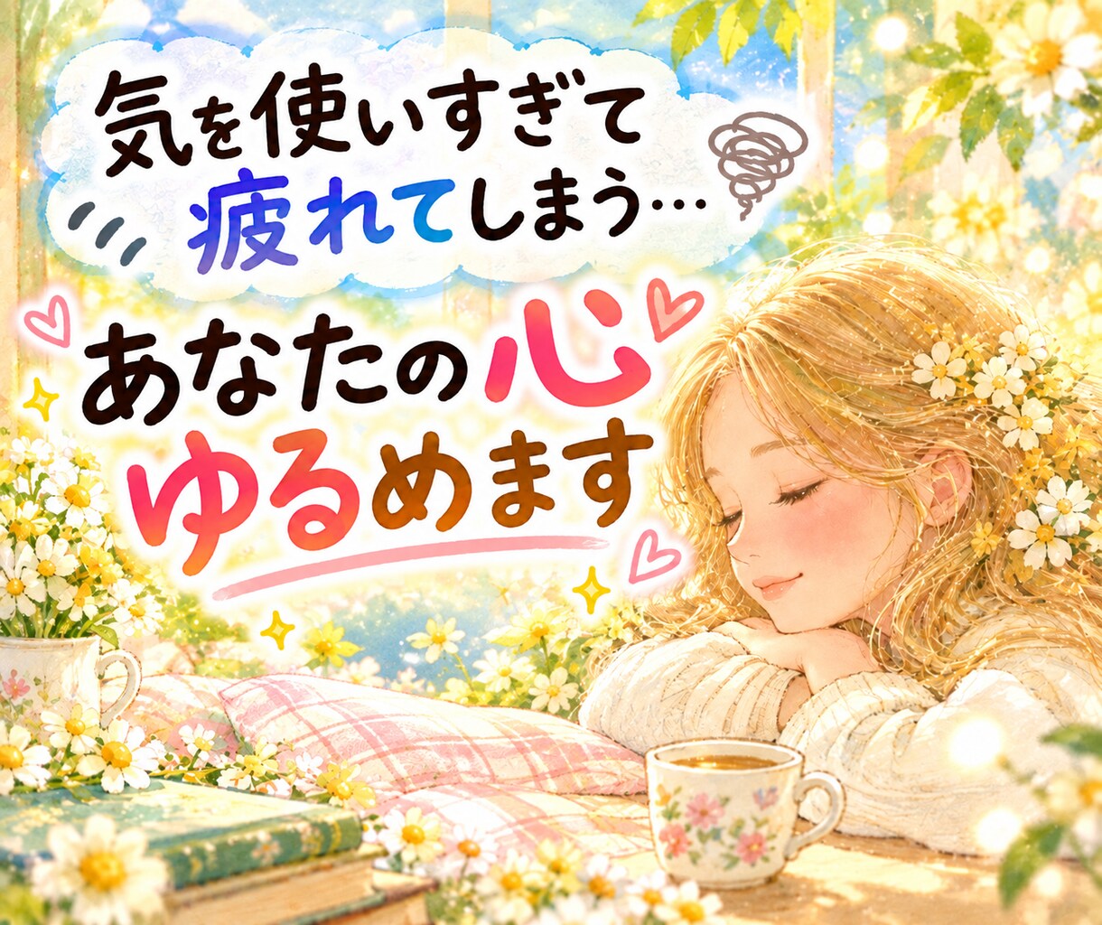 気を使いすぎて疲れてしまう｜あなたの心ゆるめます 安心して話せる、あなただけの静かな時間 イメージ1