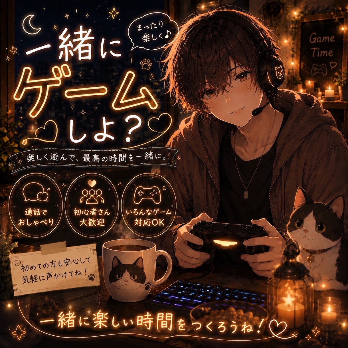 夜限定♪ゆるく楽しく一緒にゲームします ゆるく遊べる小さな「夜の隠れ家」やってます^^ イメージ1
