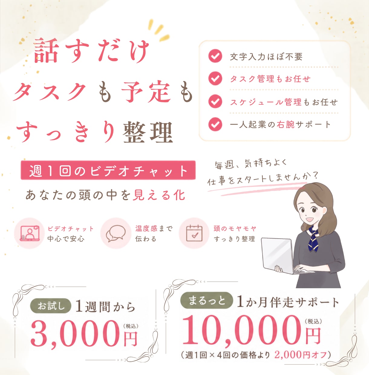 WEB会議付 | タスク・スケジュール管理します スケジュール・タスク管理で業務漏れを防いでいきます！ イメージ1