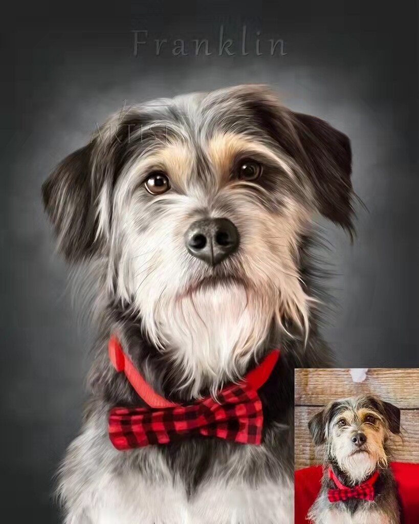 カスタム手描きデジタル犬猫ペットの肖像画ます あなたの写真からのカスタムイラスト イメージ7
