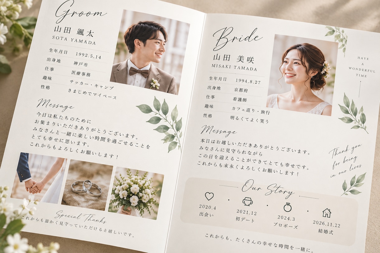 結婚式のプロフィールカードをデザインします お二人らしさを詰め込んだプロフィールカード イメージ2