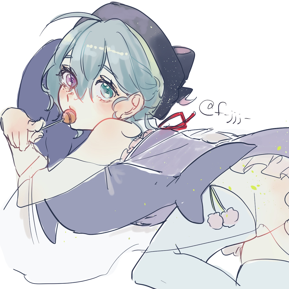 かわいいイラストのアイコンをお描きします 厚塗り風の塗り方です。得意色:青系 イメージ1