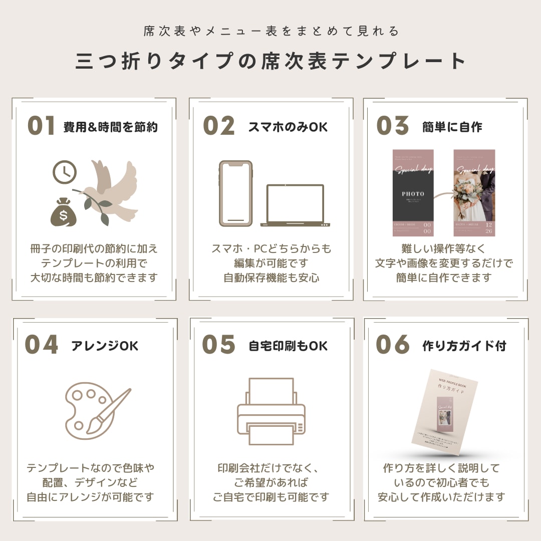 三つ折り席次表のテンプレート提供いたします 三つ折り席次表テンプレート♥Fleur(フルール） イメージ2