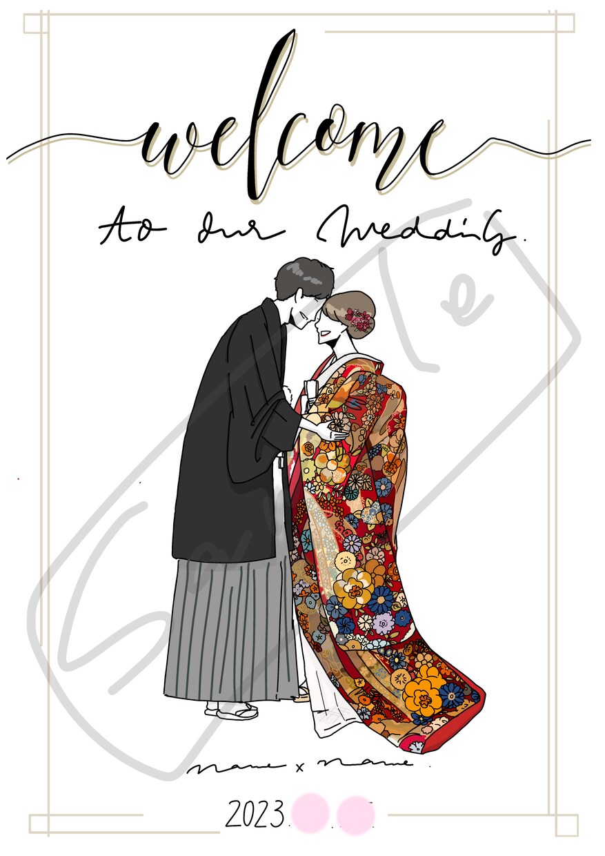 結婚式♡ウェルカムボードを作成します 記念日のプレゼントにもおすすめ！シンプル線画をデータでお渡し イメージ4