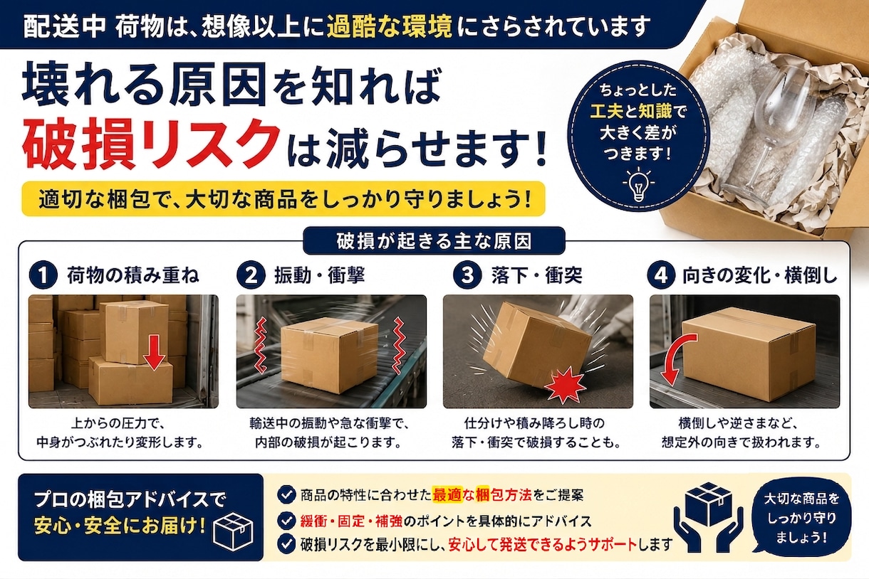 メルカリやヤフオクの壊れ物の梱包教えます 壊れ物や高額品の破損リスクを減らす梱包アドバイス イメージ3