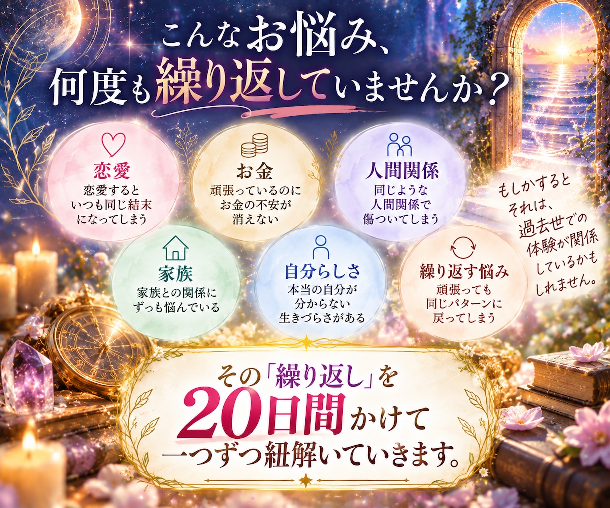 20日間｜過去世と心のブロックを読み解きます 過去世視×ヒーリングで心を紐解く20日間サポート イメージ2