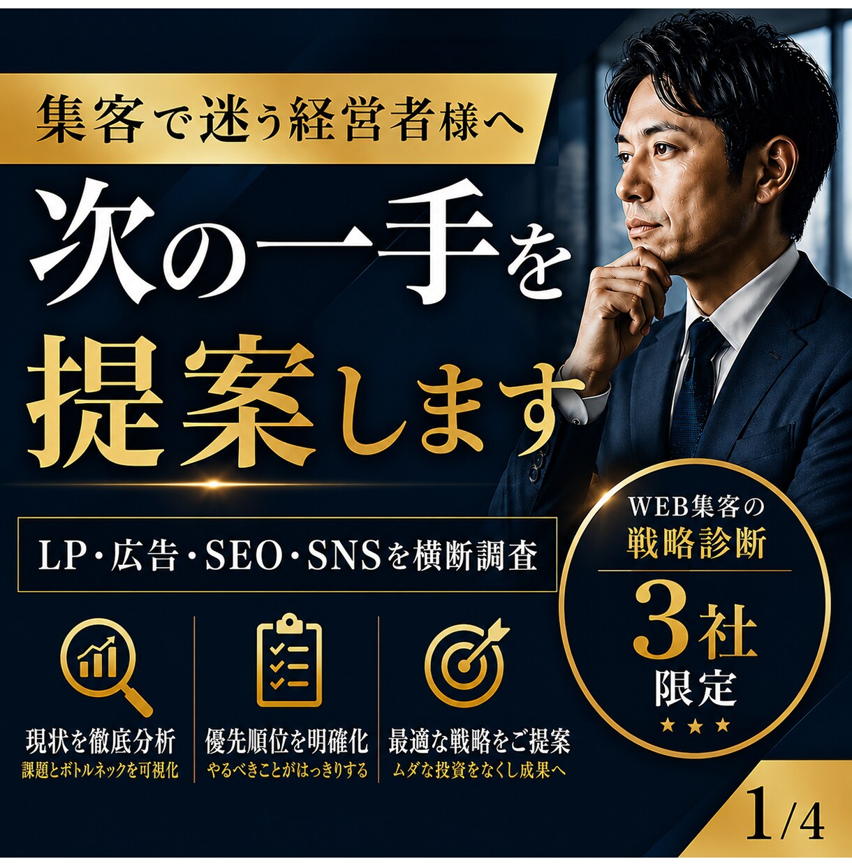 次の集客に迷うあなたへ。最適の戦略を提案します SNS？広告？今の御社に「本当に必要な施策」を調査します イメージ1