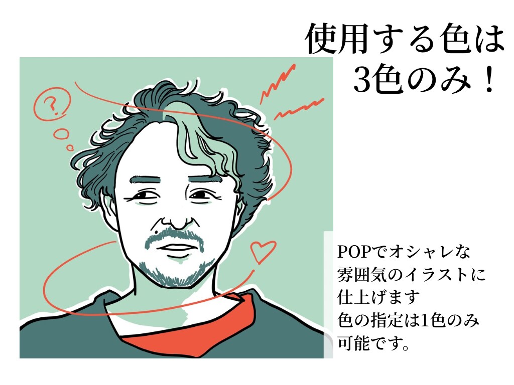 3色だけでおしゃれな似顔絵描きます 商用利用OK！3色のみ、シンプルな線で似顔絵を描きます。 イメージ2