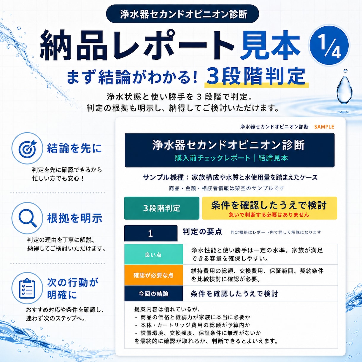 高額な浄水器・整水器を購入前に判定します 水処理19年のプロが中立判定。訪問販売・紹介・広告の検証に イメージ3