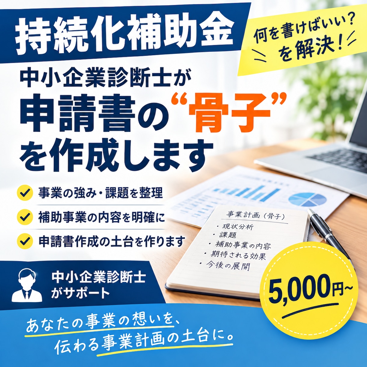 持続化補助金の骨子を中小企業診断士が作成します 「何を書けばいいかわからない」を解決！ イメージ1