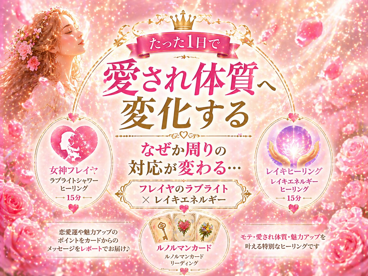 女神フレイヤのパワーレイキで魅力開花サポートします モテ、魅力アップ、愛され体質、人間関係を円滑にさせます イメージ2
