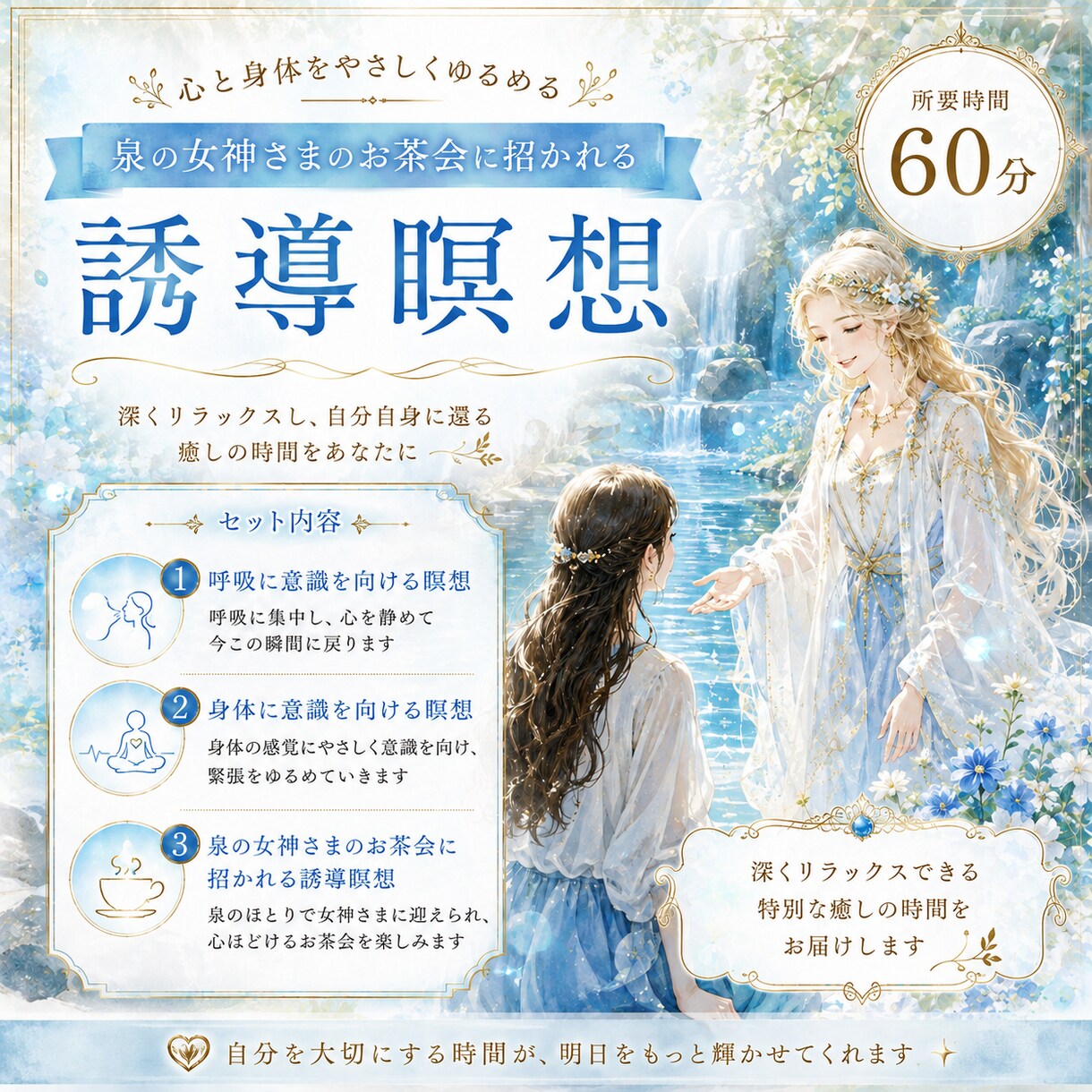 泉の女神さまのお茶会に招かれる誘導瞑想をいたします あなたを待つ泉の女神さまとの特別なお茶会へお出かけしませんか イメージ1