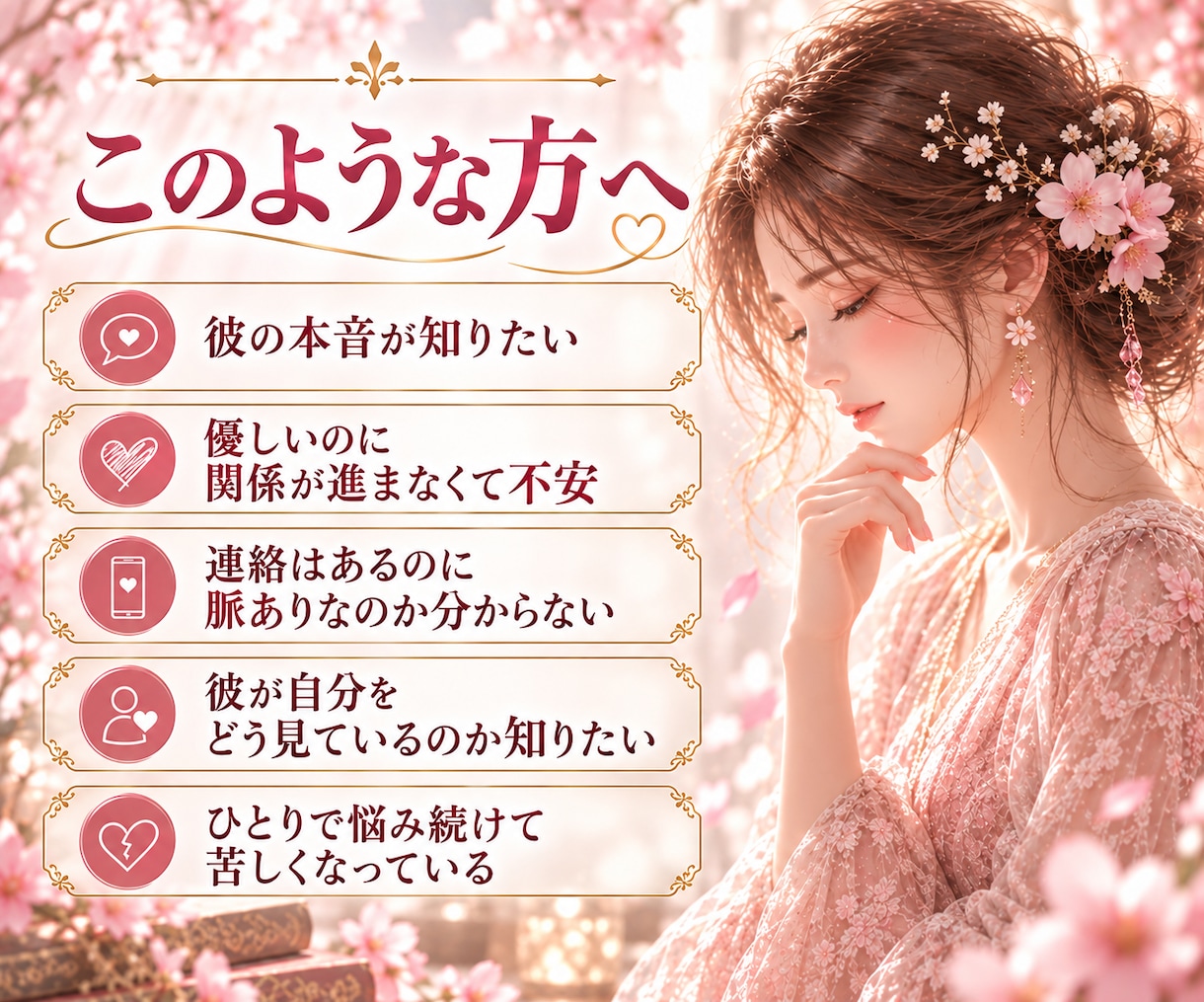 片思い｜好きな彼の本当の気持ちを視ます 優しいのは私だけ？曖昧な態度の彼の本音を知りたい方へ イメージ2