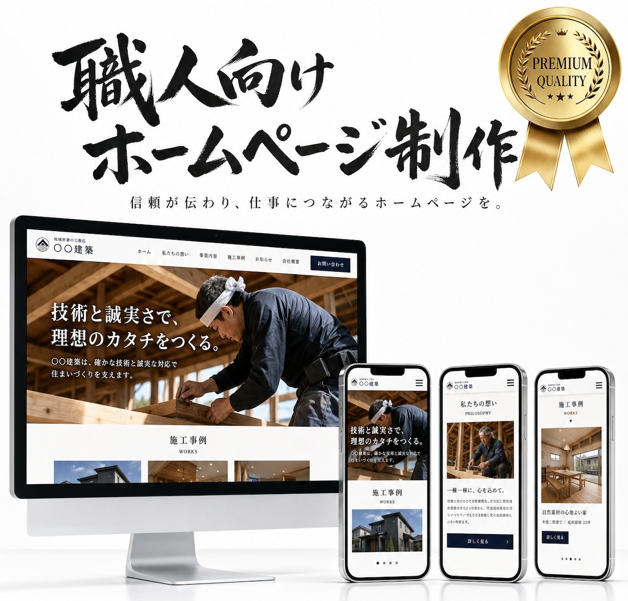 制作実績50社｜職人さんの集客に強いHP作ります 信頼が伝わり、仕事につながるホームページを。 イメージ1