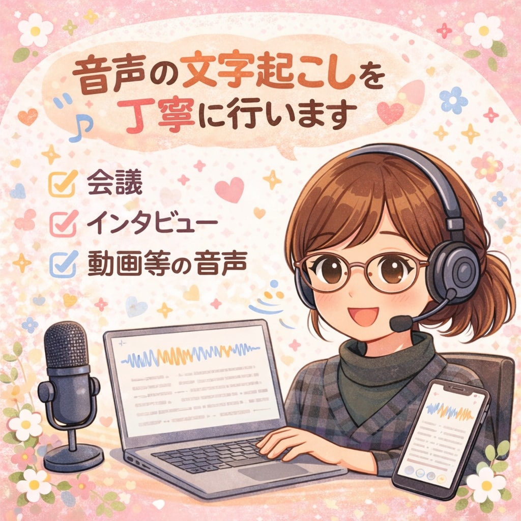 音声の文字起こしを丁寧に行います 会議、インタビュー、動画等の音声 イメージ1
