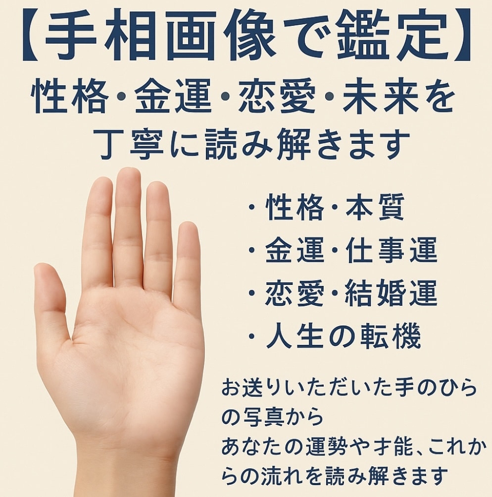 性格・金運・恋愛・未来を丁寧に読み解きます あなたの運勢や才能、これからの流れを読み解きます。 イメージ1