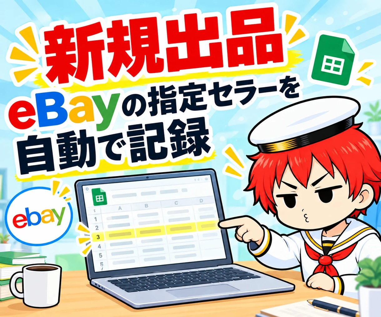 eBayの指定セラーの新規出品を自動で記録します 公式APIで6時間おきに更新。スクレイピングなし イメージ1