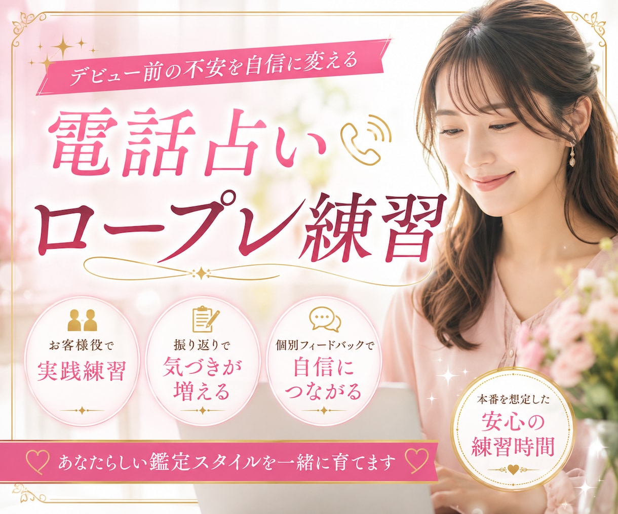 電話占いのロープレ練習をお手伝いします フィードバック付き☆お客様役と本番を想定して実践できます イメージ1