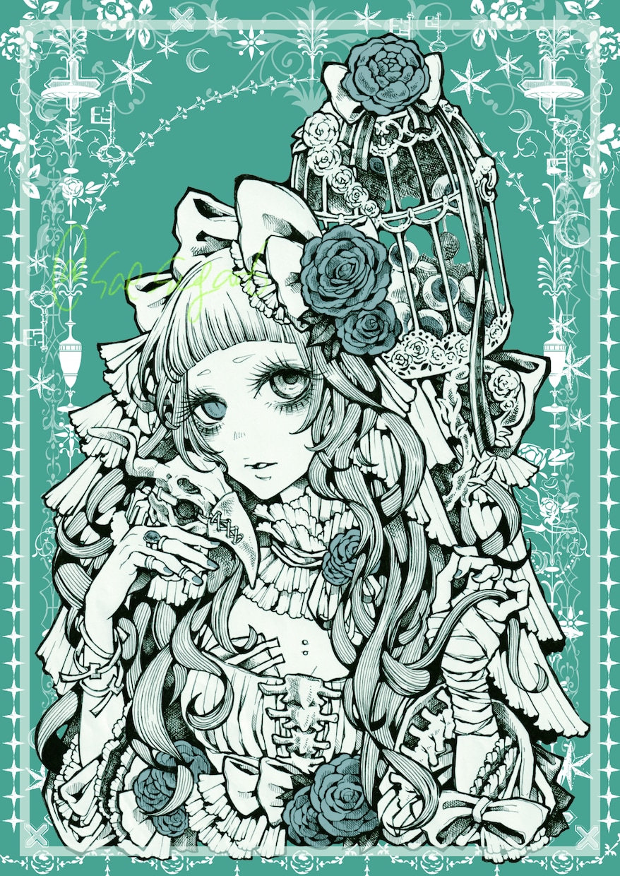 退廃的な雰囲気の一枚絵イラストを描きます アナログでのペン画＋デジタル着彩で描きます。 イメージ1