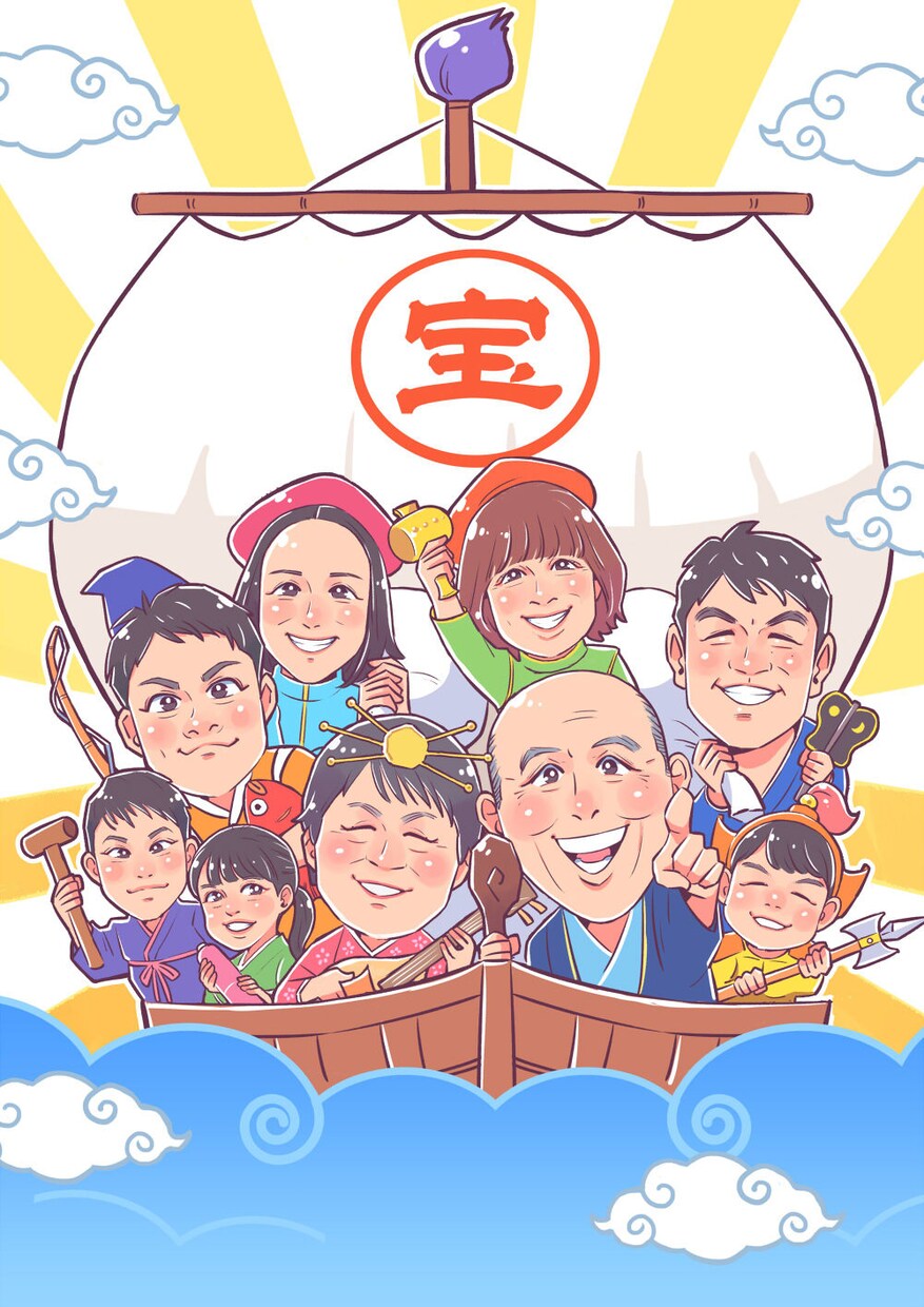 年賀状、長寿のお祝い等ポップな似顔絵描きます 実績250件以上！年賀状ウェルカムボード長寿のお祝いなどに！ イメージ5