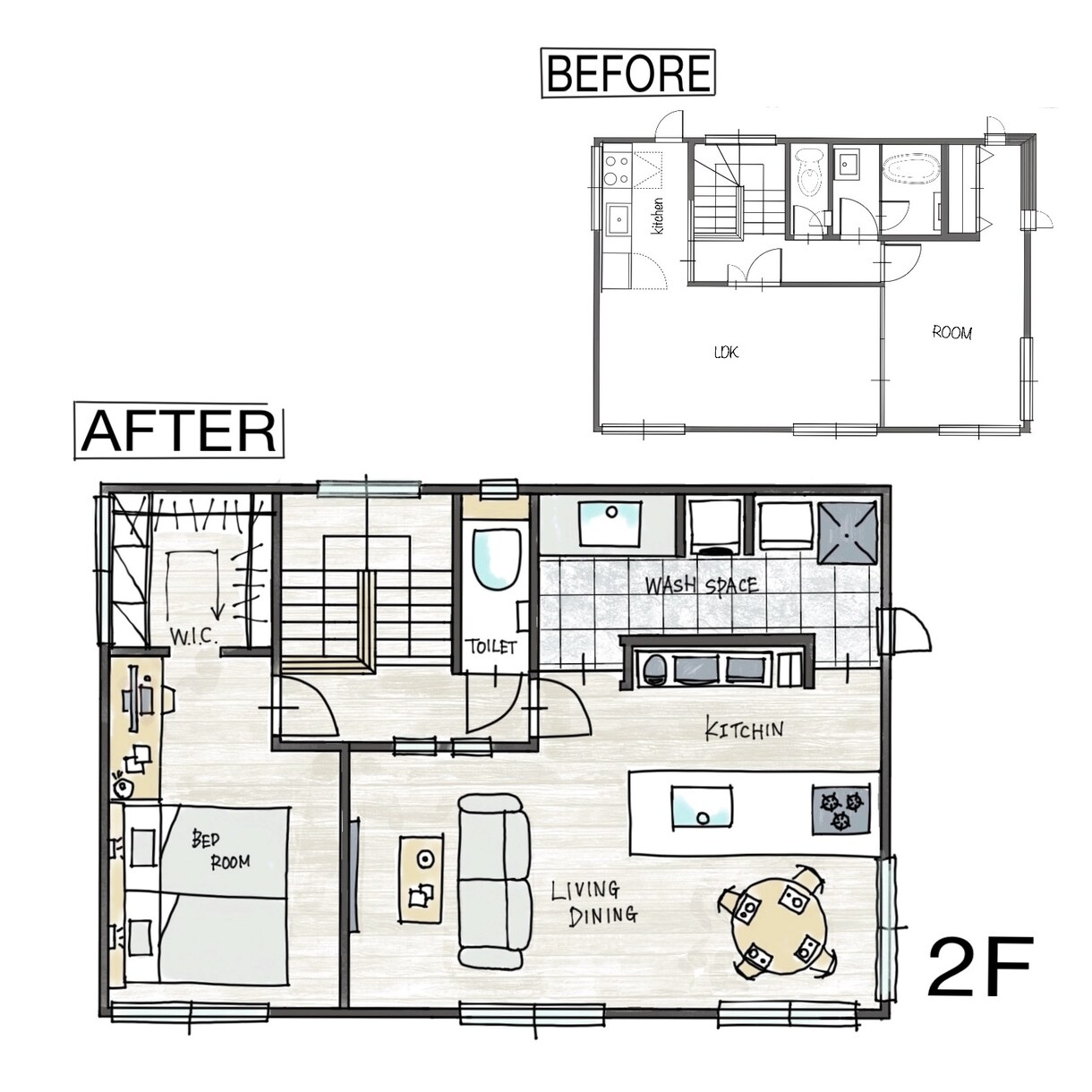 戸建てマンション間取り図手書き風にトレースします おしゃれなタッチでやわらかい雰囲気でわかりやすく★ イメージ5