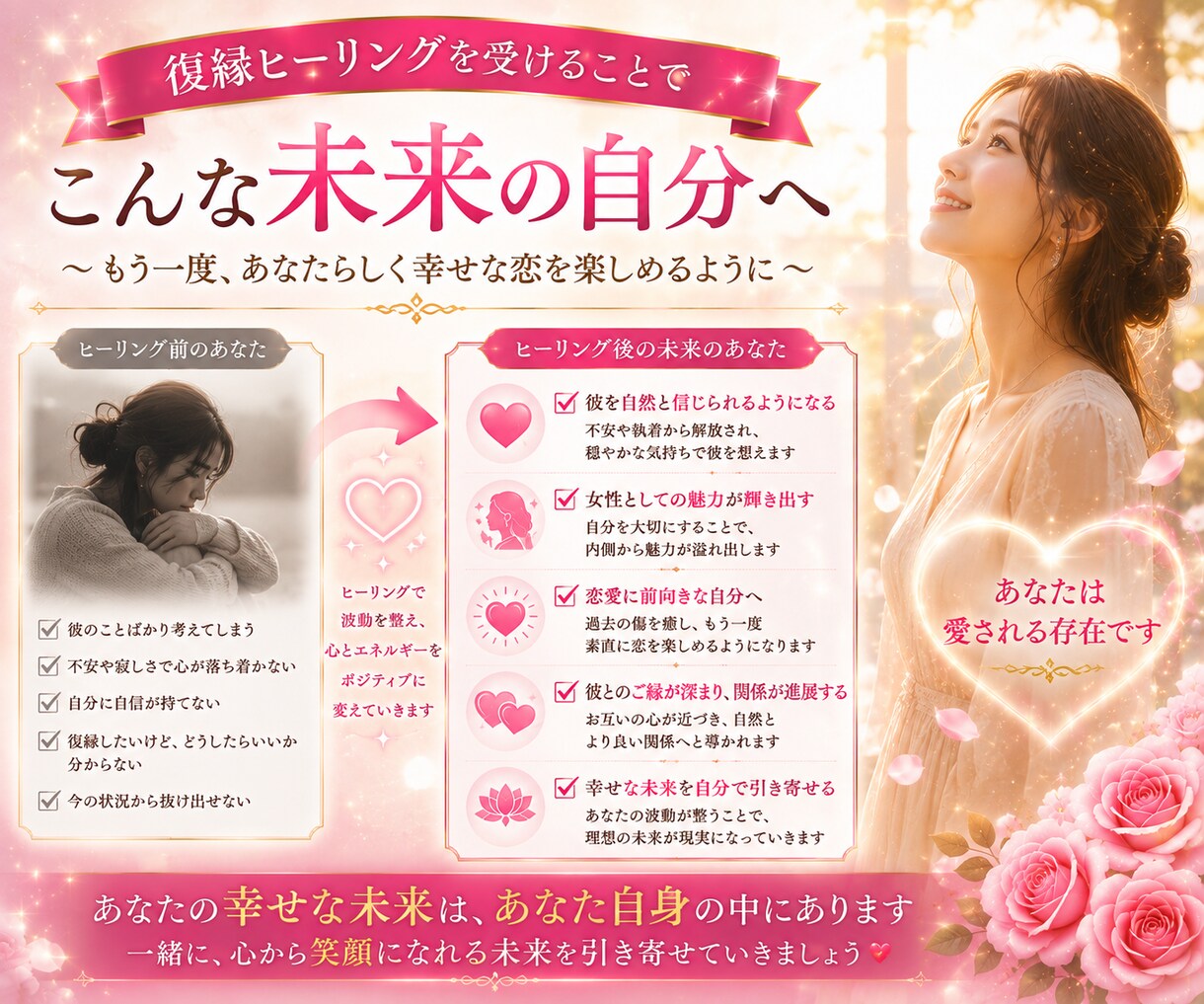 女性限定、復縁、片思い、縁結びヒーリングします 彼との恋をもう一度、初めませんか？キラキラ輝く自分になろう イメージ4