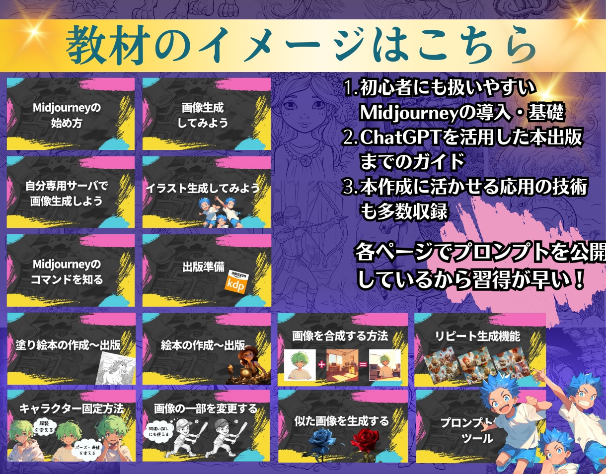 AIイラストでkindle出版のガイド教えます 【AI在宅副業】MidjourneyでAI絵本､塗絵生成 イメージ2