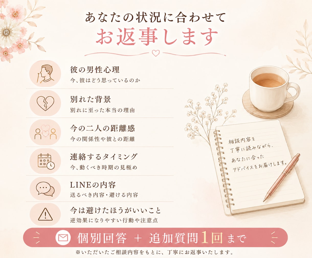 ご新規様限定　復縁・彼の心理と今後を読み解きます 別れた理由や状況から相手の気持ちと具体的な行動をお伝えします イメージ3
