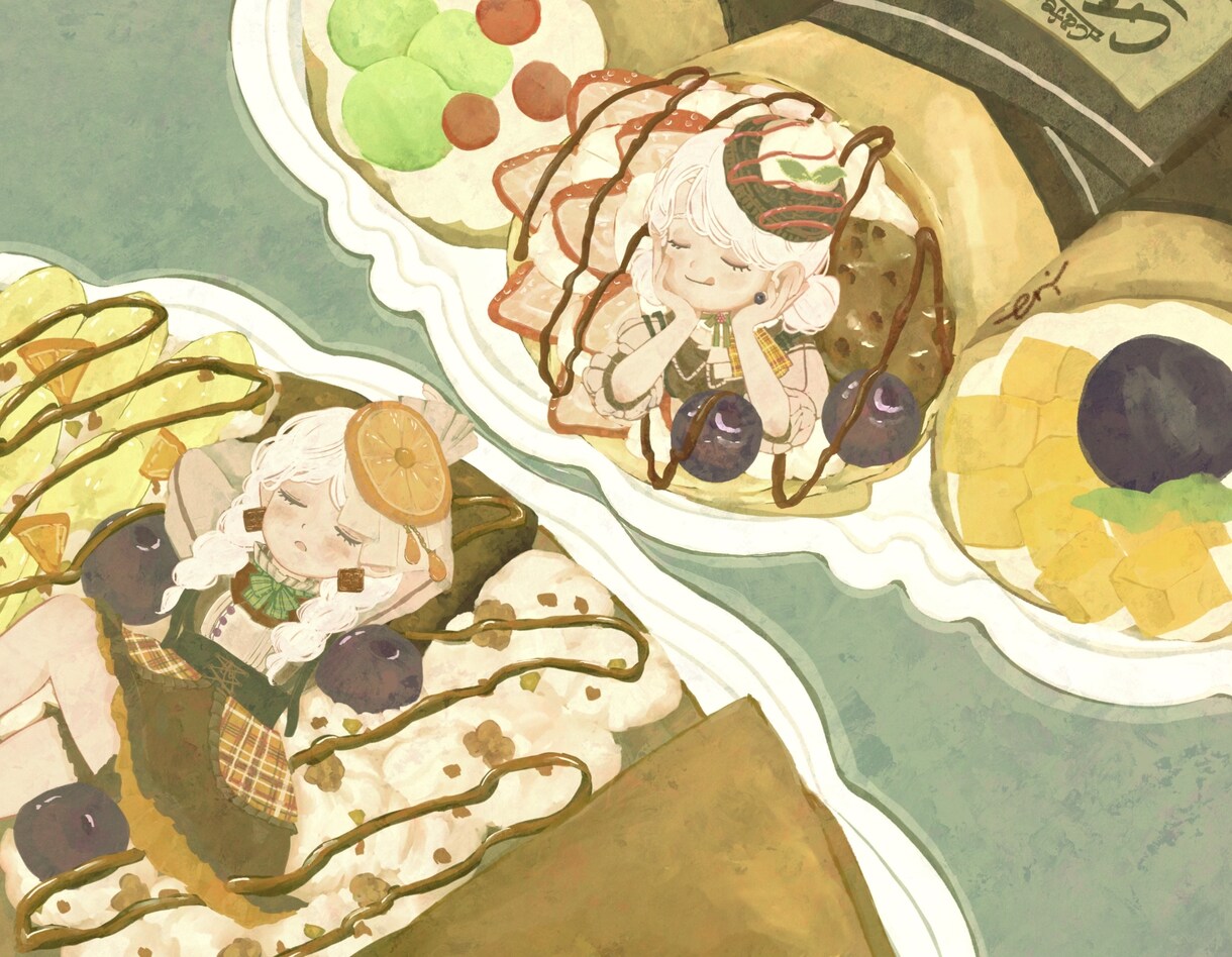 可愛いくて暖かいイラストを提供します 食べ物、飲み物などをモチーフにした女の子のイラストを描きます イメージ8