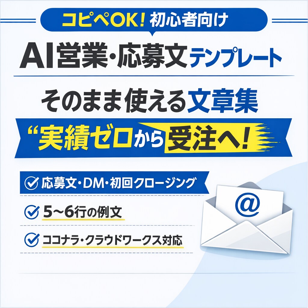 コピペOKのAI営業文テンプレを提供します 実績ゼロでもOK！応募・DM・継続提案まで全8章収録 イメージ1