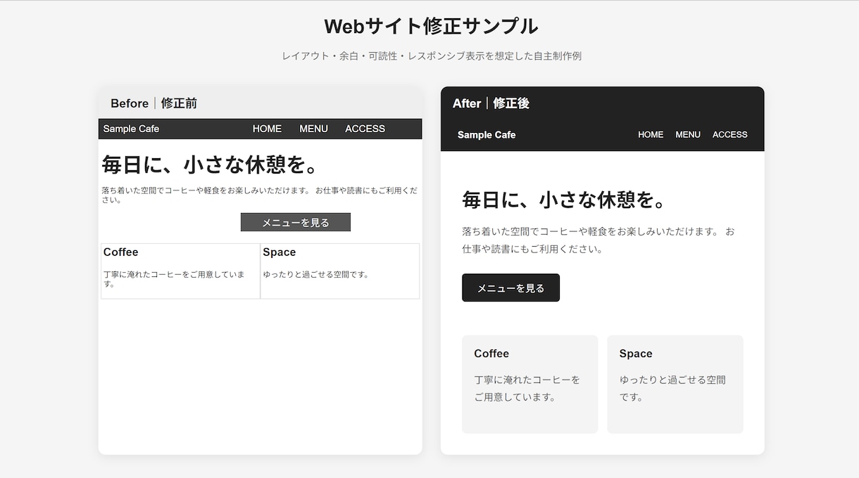 Webサイトの軽微な修正を丁寧に対応します HTML/CSSの表示崩れ・小さな修正に対応 イメージ1