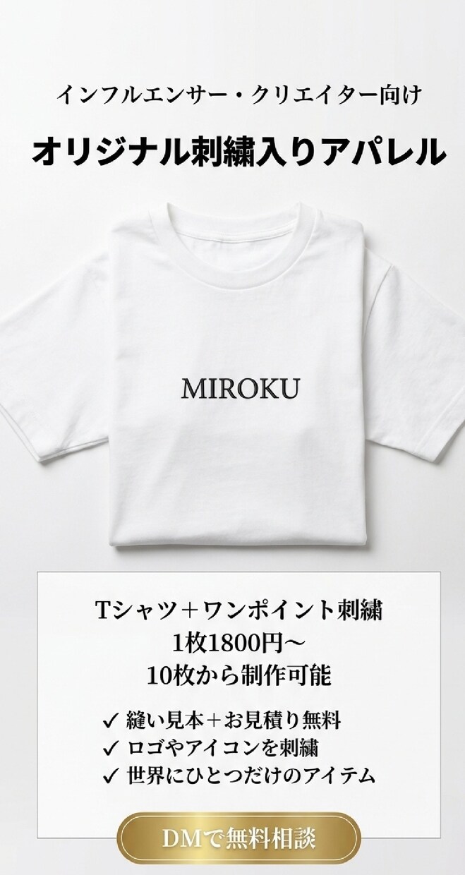 刺繍服作ります オリジナル刺繍Tシャツ10枚作成いたします！ イメージ1