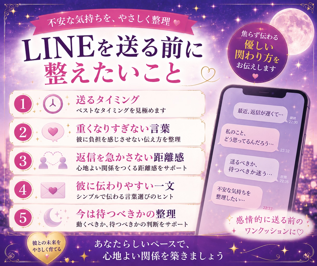 復縁・片思い｜返信がこない彼の気持ちを鑑定します 恋愛・占い｜LINEをするタイミングをお伝えします イメージ5
