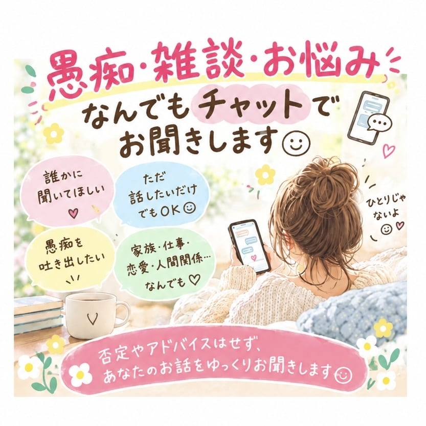 30分500円♡チャットでなんでもお聞きします 否定やアドバイスはせず、あなたのお話をゆっくり聞きます☆*: イメージ1