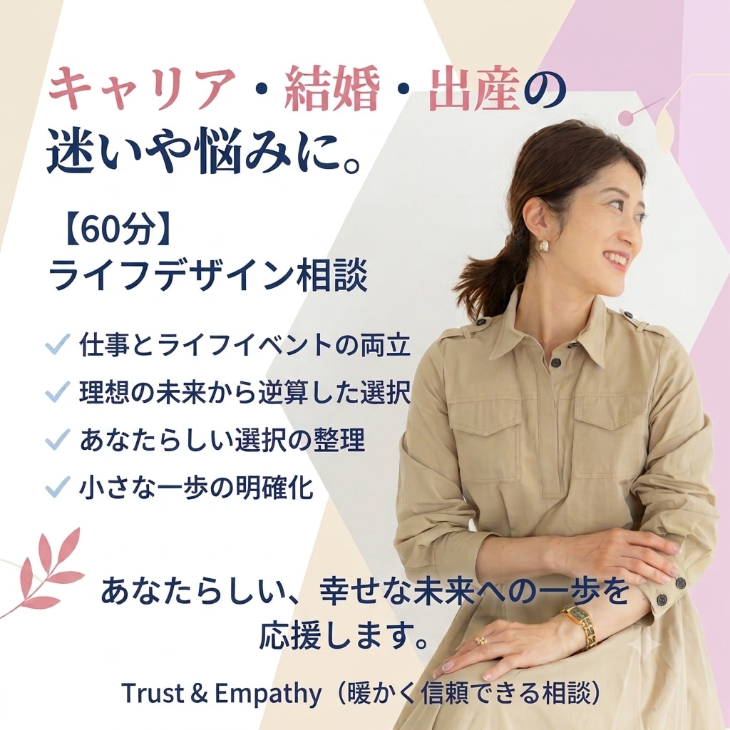 アラサー世代が迷う人生の選択を明確にします 仕事・結婚・出産…人生の選択に迷う方に向けたコーチング イメージ1