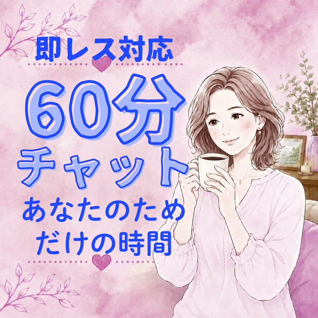 60分チャットであなたのお話をお聞きします 即レス対応で、会話のようにチャットできます イメージ1
