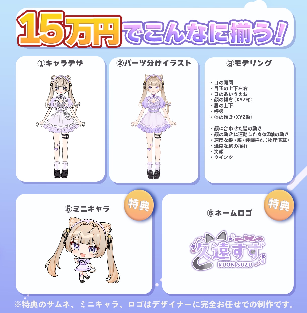全方向最強可愛いVTuber全工程制作します 実績多数の美大卒プロが理想を形に！15万円で全て揃う！ イメージ2