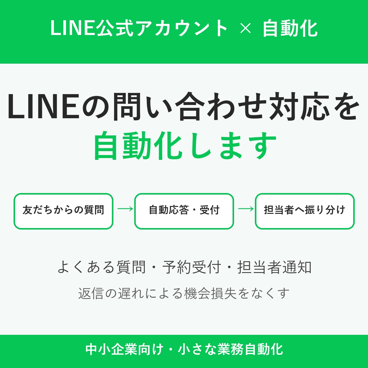 LINE公式の自動応答・予約受付を作ります よくある質問に自動返信、担当者へ振り分け通知まで イメージ1