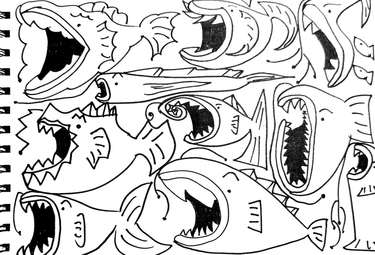 魚専門！僕だけのユニークな魚たちのイラスト描きます 個性豊かな魚たちを架空の魚たちをテーマに1匹も形が被らない！ イメージ4